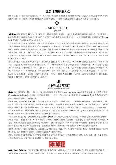 世界名表标志大全(真的很全)