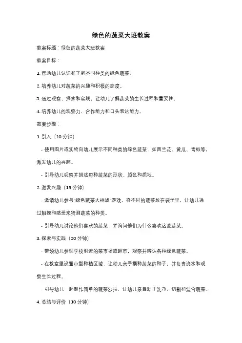 绿色的蔬菜大班教案