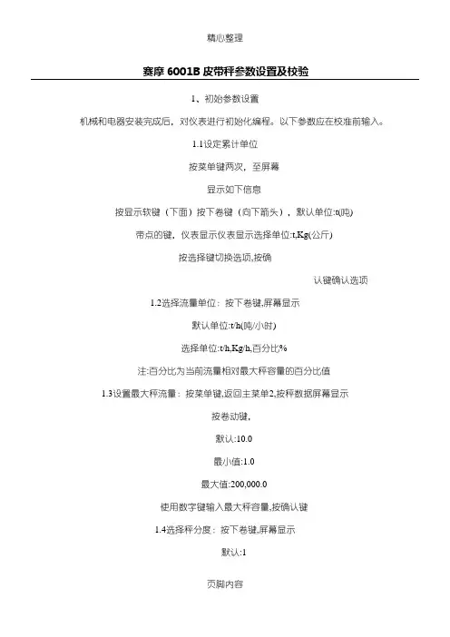 赛摩6001B皮带校验说明手册