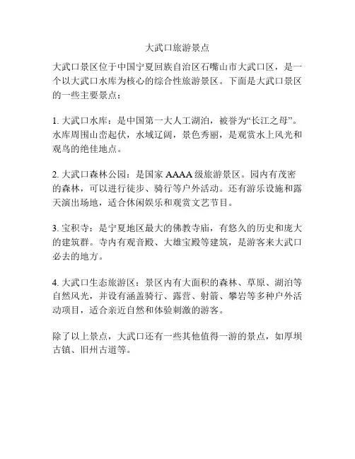 大武口旅游景点