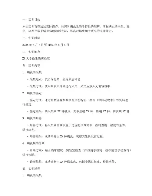 螨虫实训报告