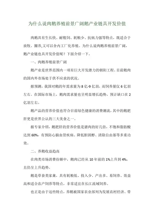 为什么说肉鹅养殖前景广阔 鹅产业链具开发价值