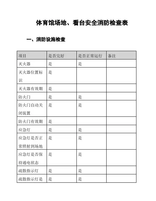 体育馆场地、看台安全消防检查表