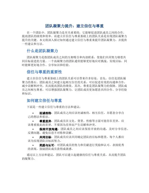 团队凝聚力提升：建立信任与尊重