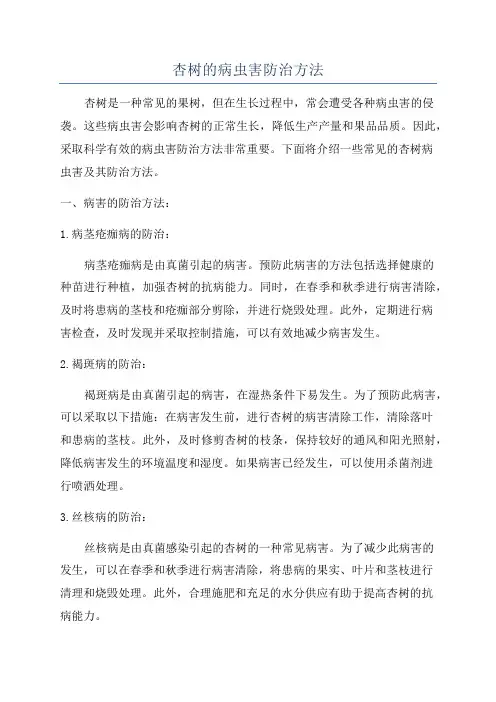 杏树的病虫害防治方法