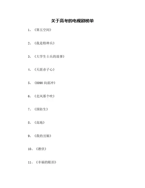 关于高考的电视剧榜单