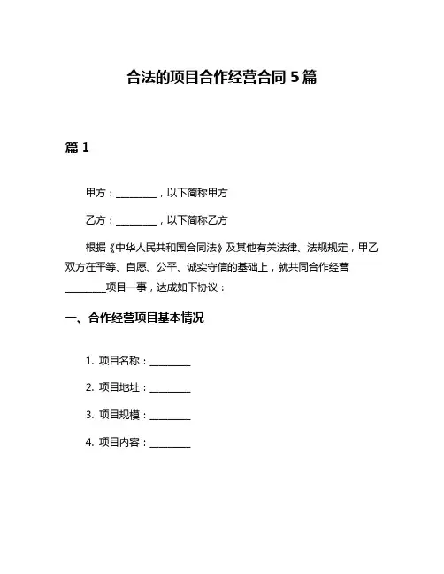 合法的项目合作经营合同5篇