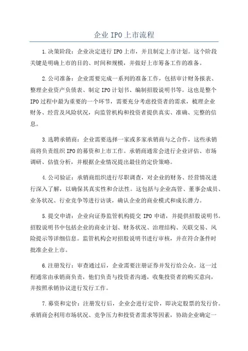 企业IPO上市流程