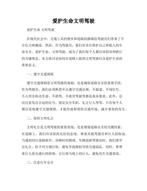 爱护生命文明驾驶