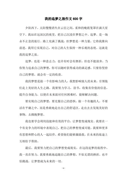 我的追梦之旅作文600字