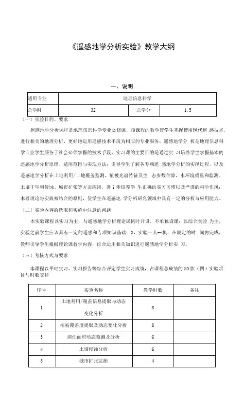 《遥感地学分析实验》课程教学大纲.docx