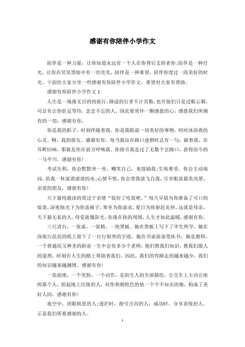 感谢有你陪伴小学作文