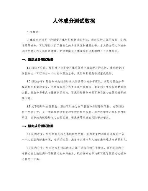 人体成分测试数据