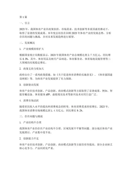 体育产业年度总结模板(3篇)