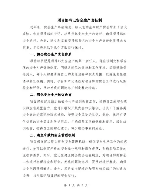 项目部书记安全生产责任制