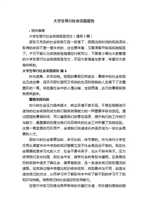 大学生琴行社会实践报告