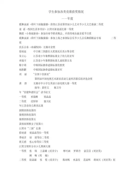学生参加各类竞赛获奖情况