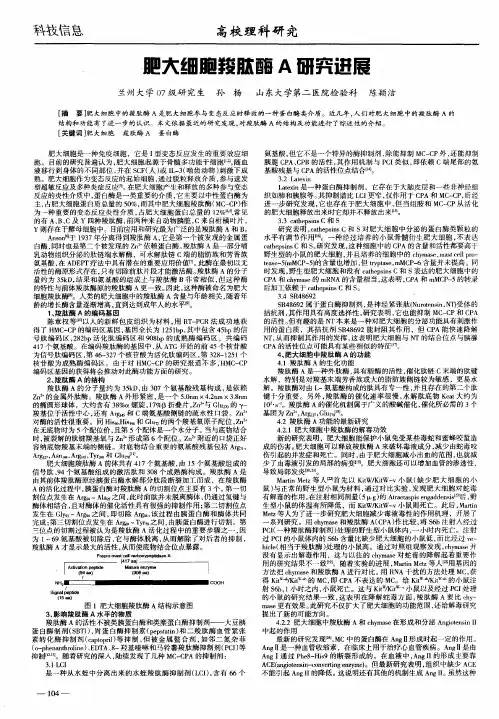 肥大细胞羧肽酶A研究进展