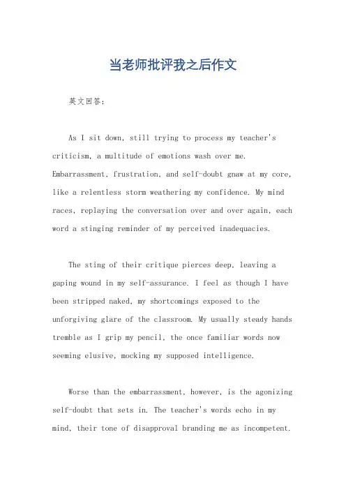 当老师批评我之后作文