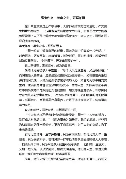 高考作文：微尘之光，可照旷野