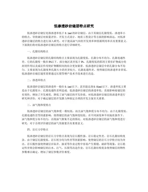 低渗透砂岩储层特点研究