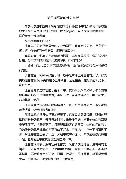 关于描写花的好句赏析