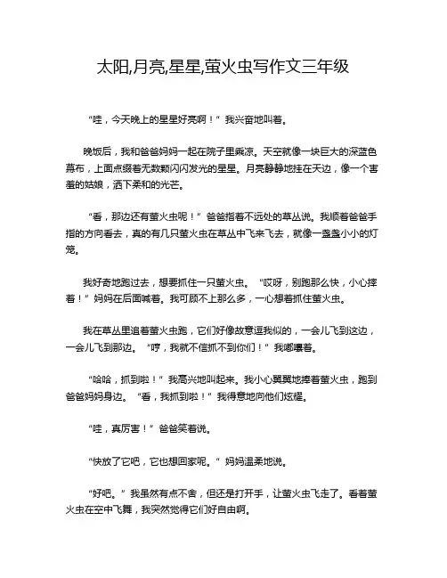太阳,月亮,星星,萤火虫写作文三年级