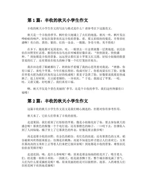 丰收的秋天小学生作文(推荐3篇)