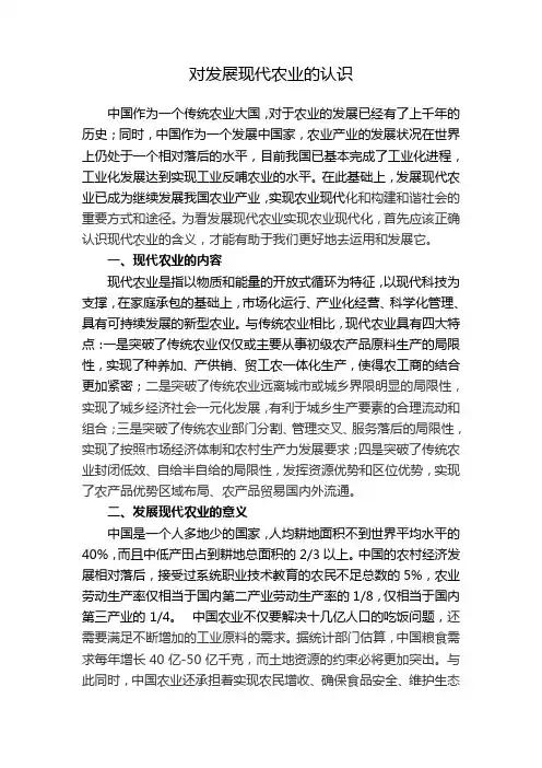 对发展现代农业的认识