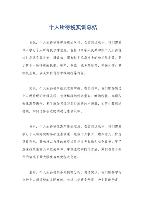 个人所得税实训总结