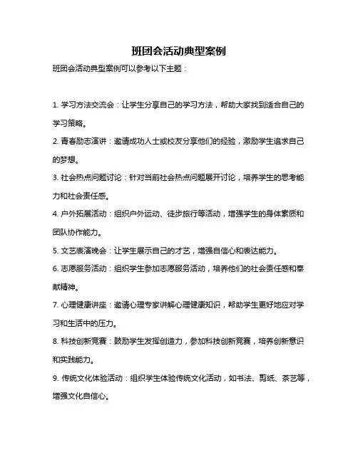 班团会活动典型案例