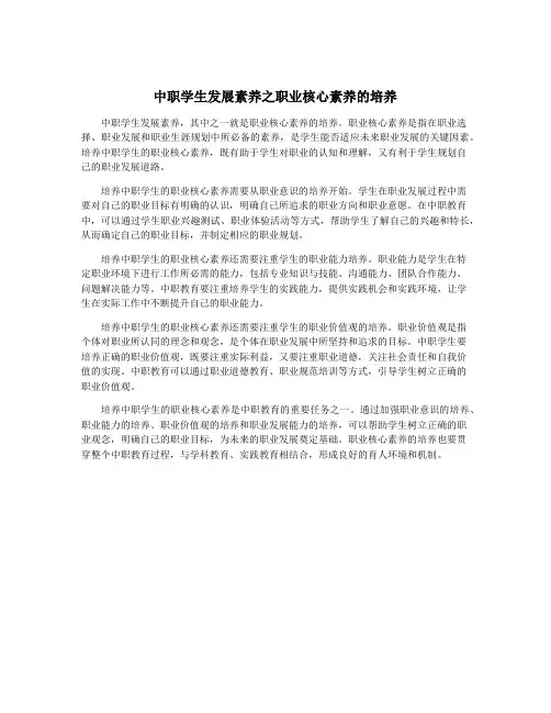 中职学生发展素养之职业核心素养的培养