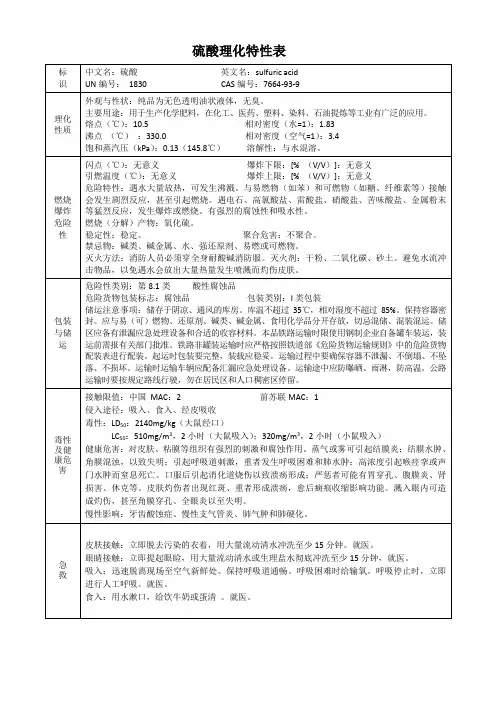硫酸理化特性表