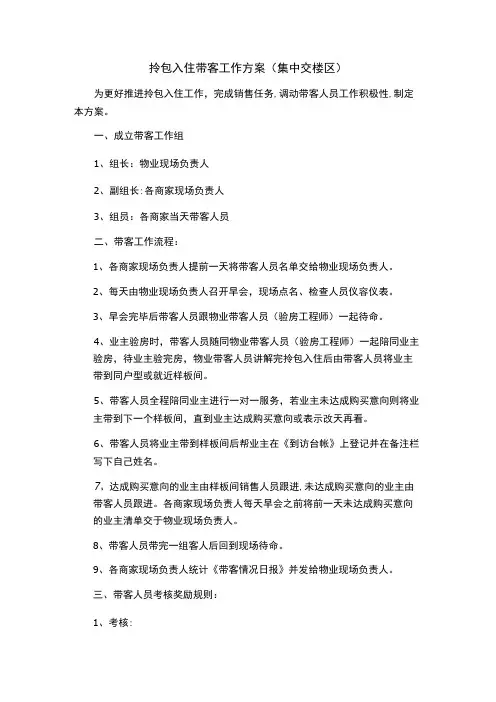 带客工作方案(集中交楼期)