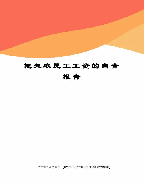 拖欠农民工工资的自查报告
