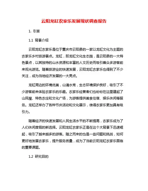 云阳龙缸农家乐发展现状调查报告