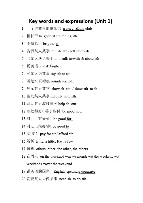 Key words and expressions (Unit 1-7)