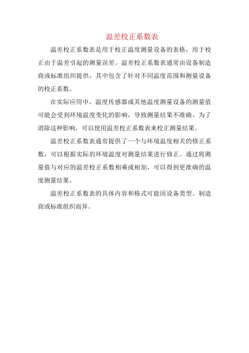 温差校正系数表