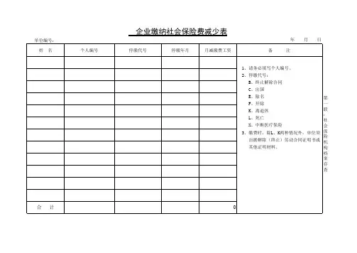 企业缴纳社会保险费减少表