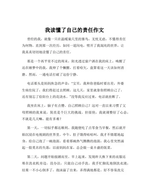 我读懂了自己的责任作文