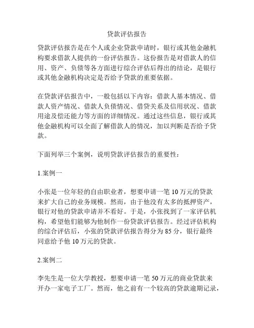 贷款评估报告