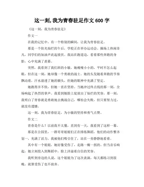 这一刻,我为青春驻足作文600字