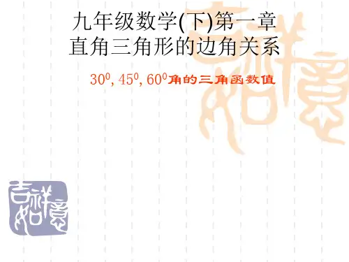 初中九年级(初三)数学课件 30度,45度,60度角的三角函数值