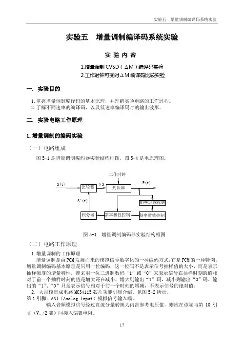 通信原理实验05 增量调制编译码系统实验