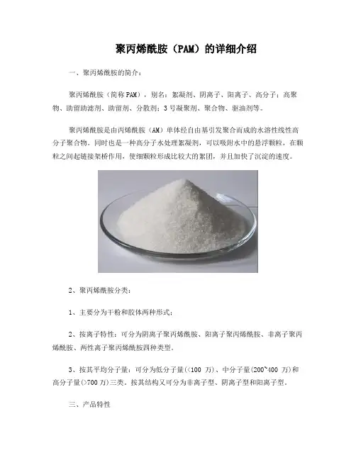 聚丙烯酰胺(PAM)的详细介绍