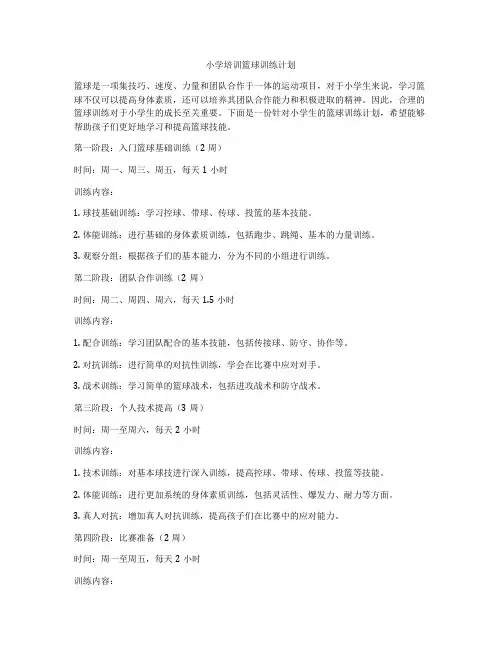 小学培训篮球训练计划