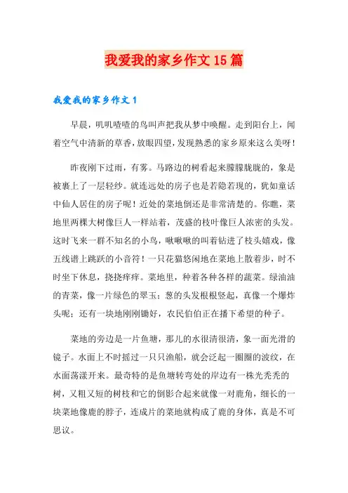 我爱我的家乡作文15篇