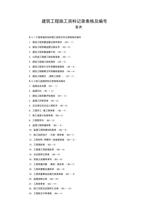 山西省建筑工程施工资料管理规程word表格