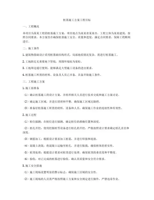 桩基施工方案工程目标