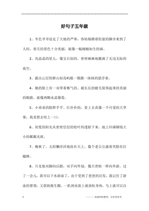 好句子五年级